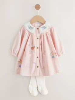 Jurken|Next Roze feeënmuis - Baby geweven jurk met kraag en maillot (0mnd-2jr)