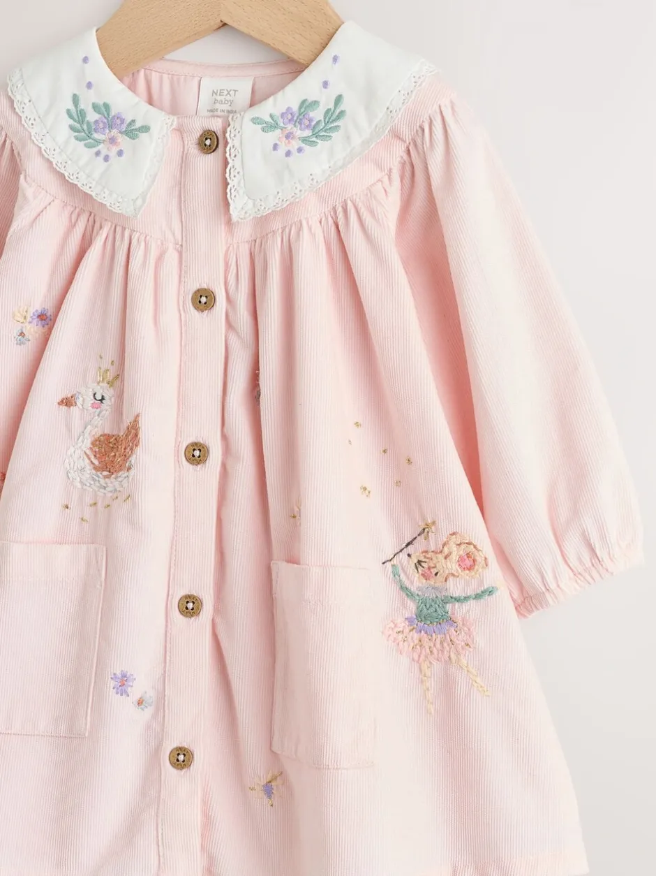 Jurken|Next Roze feeënmuis - Baby geweven jurk met kraag en maillot (0mnd-2jr)