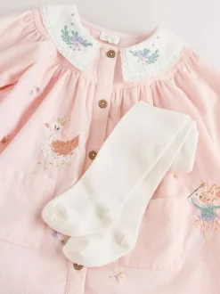 Jurken|Next Roze feeënmuis - Baby geweven jurk met kraag en maillot (0mnd-2jr)