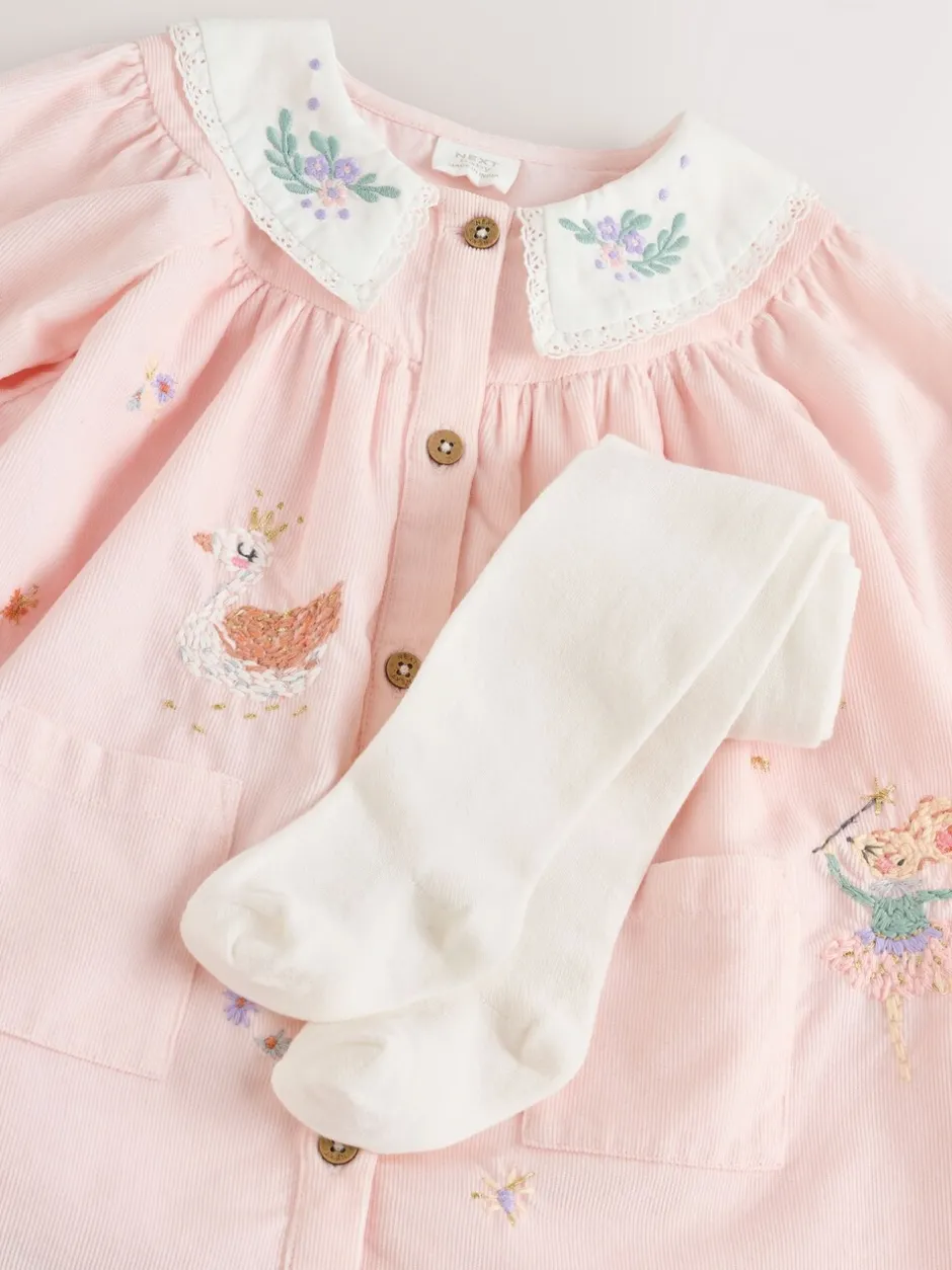 Jurken|Next Roze feeënmuis - Baby geweven jurk met kraag en maillot (0mnd-2jr)