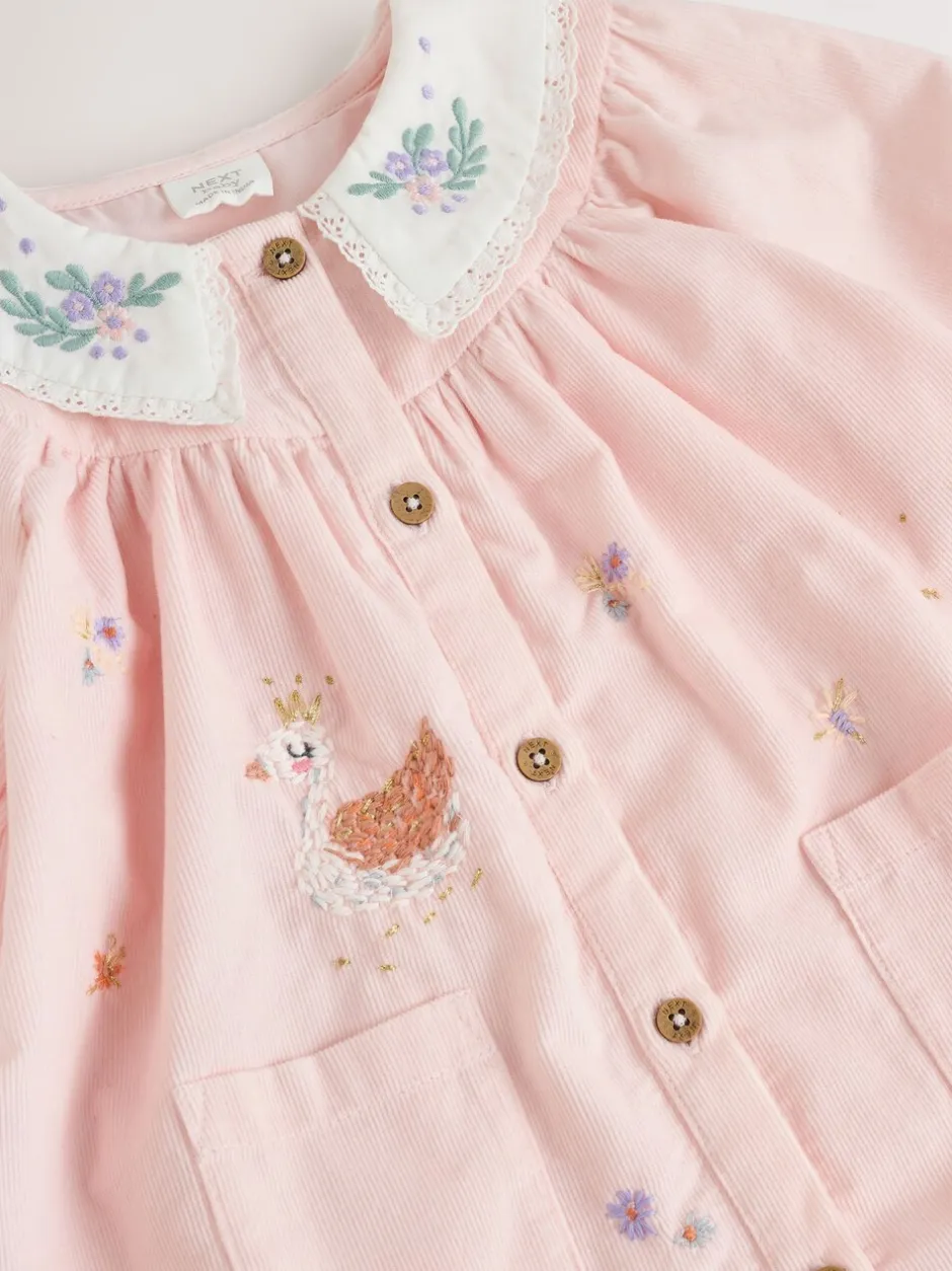 Jurken|Next Roze feeënmuis - Baby geweven jurk met kraag en maillot (0mnd-2jr)