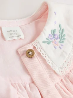 Jurken|Next Roze feeënmuis - Baby geweven jurk met kraag en maillot (0mnd-2jr)