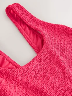 Badkleding|Next - Wide Strap Tummy Control Scoop Swimsuit Roze gekreukt
