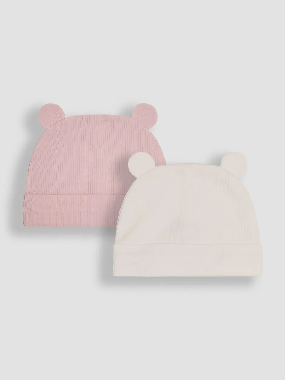 Mutsjes En Antikrabwantjes|Mutsen, Handschoenen En Sjaals*Jojo Maman Bébé - - 2 Babymutsen Roze geribbeld