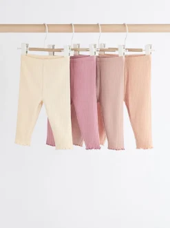 Multipacks|Broeken En Leggings|Next Roze geribbeld - Verpakking van 4 babyleggings (0 mnd -2 jr)