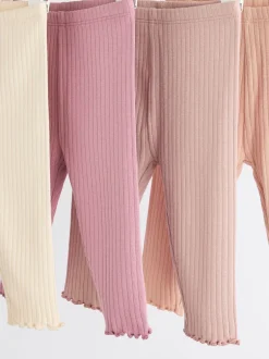 Multipacks|Broeken En Leggings|Next Roze geribbeld - Verpakking van 4 babyleggings (0 mnd -2 jr)