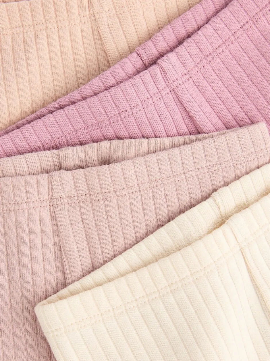 Multipacks|Broeken En Leggings|Next Roze geribbeld - Verpakking van 4 babyleggings (0 mnd -2 jr)