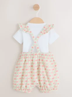 Rompertjes En Tuinbroeken|Tuinbroeken*Next Roze geruit - Baby Dungarees and Bodysuits Set 2 Piece (0mths-2yrs)