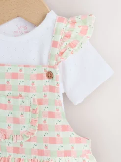Rompertjes En Tuinbroeken|Tuinbroeken*Next Roze geruit - Baby Dungarees and Bodysuits Set 2 Piece (0mths-2yrs)