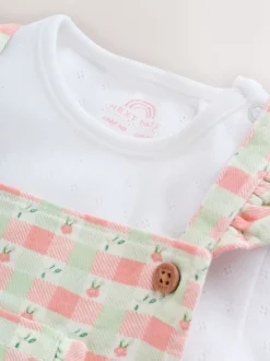 Rompertjes En Tuinbroeken|Tuinbroeken*Next Roze geruit - Baby Dungarees and Bodysuits Set 2 Piece (0mths-2yrs)