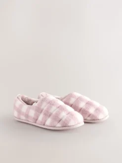 Pantoffels*Next - Quilted Faux Fur Shoot Slippers Roze geruit