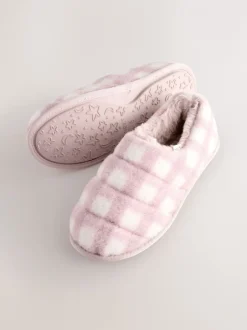 Pantoffels*Next - Quilted Faux Fur Shoot Slippers Roze geruit