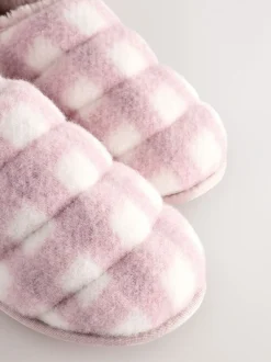 Pantoffels*Next - Quilted Faux Fur Shoot Slippers Roze geruit