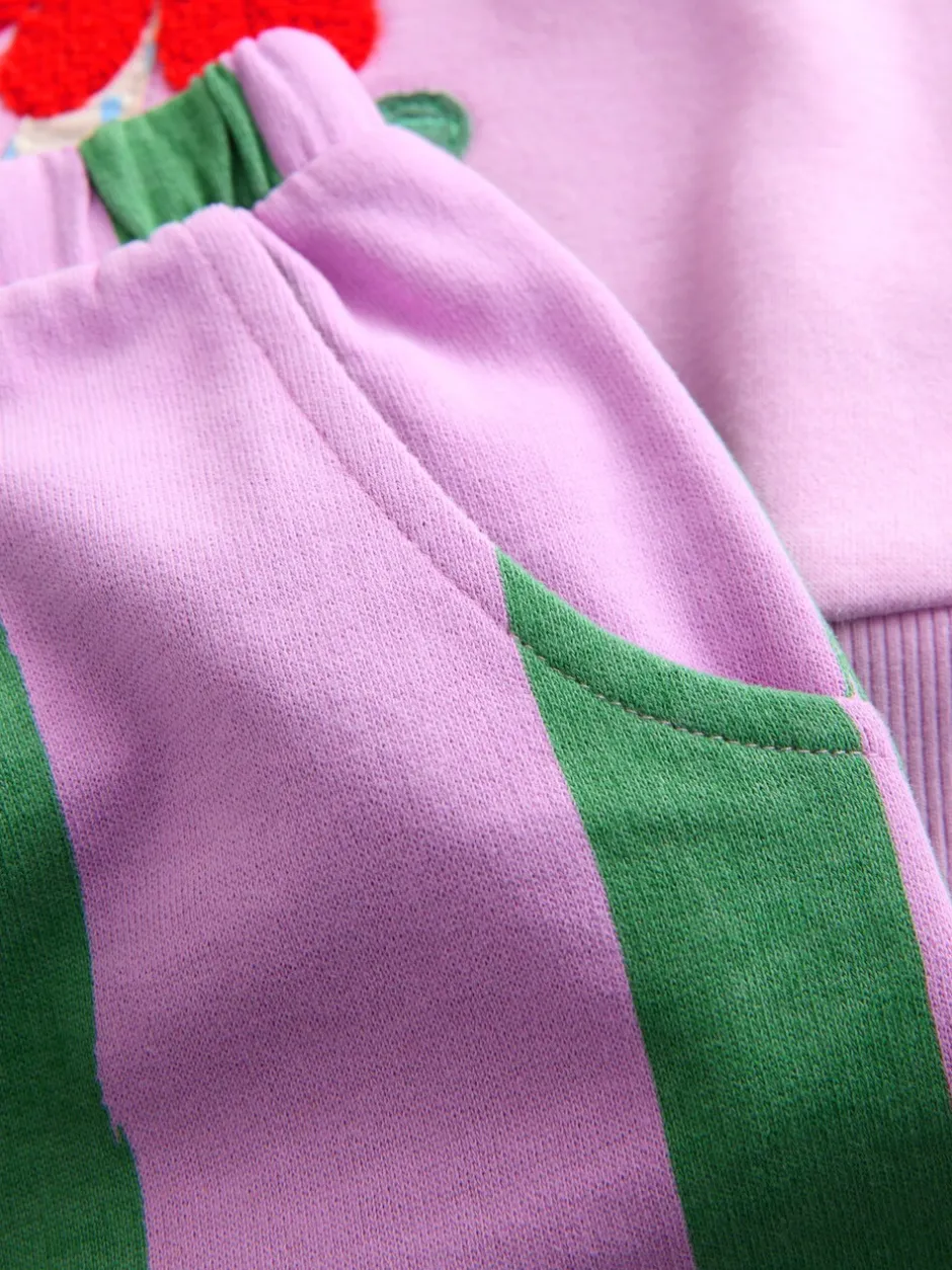 Sets En Combisets|Truien En Breisels*Next Roze gestreepte eenhoorn - Set van sweatshirt en joggingbroek met rechte wijde pijpen (3mnd -7jr)