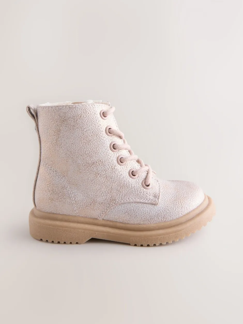 Boots|Next - Enkellaarzen met vetersluiting Roze glinstering