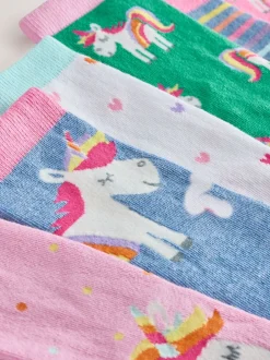Sokken En Panty's|Multipacks|Next Roze, groen en blauw - 7 Paar enkelsokken met hoog katoengehalte en eenhoorn