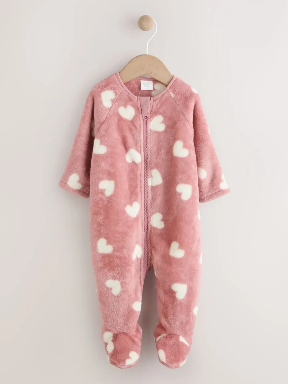 Babypakjes En Babypyjama's|Next - Fleece babypyjama Roze hartenprint