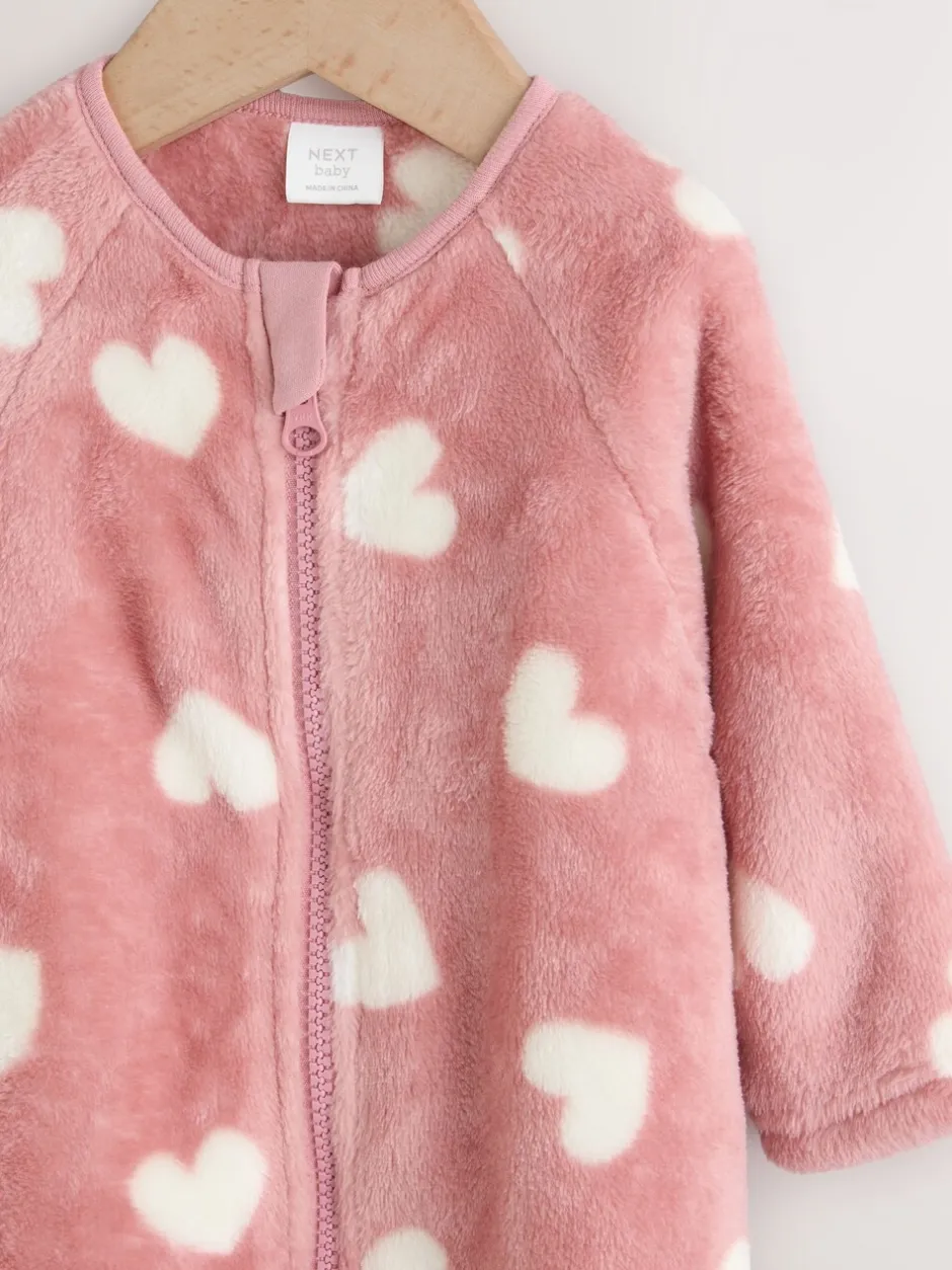 Babypakjes En Babypyjama's|Next - Fleece babypyjama Roze hartenprint