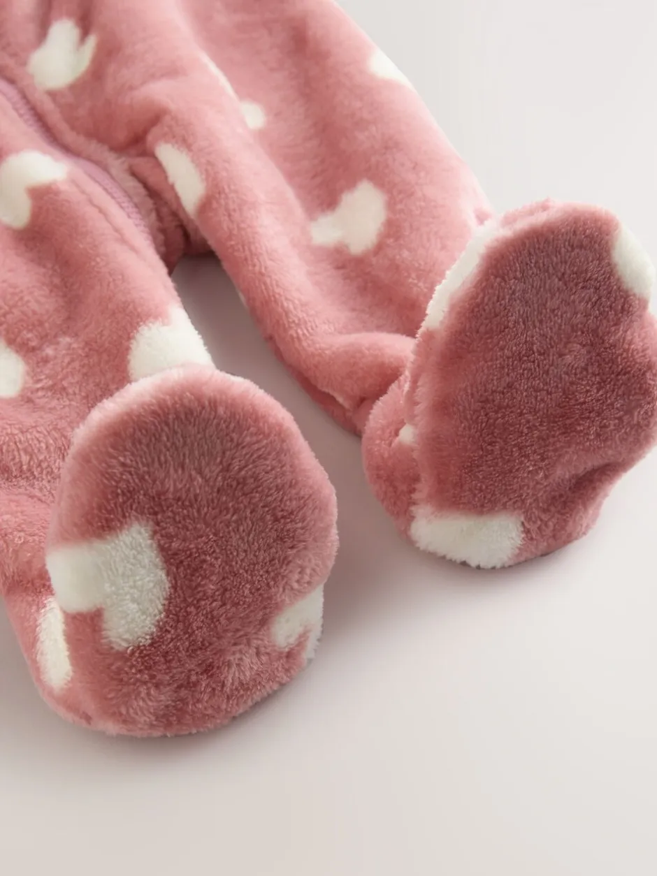 Babypakjes En Babypyjama's|Next - Fleece babypyjama Roze hartenprint