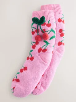 Sokken En Panty's*Next - 1 Paar grofgebreide pantoffelsokken Roze kersen