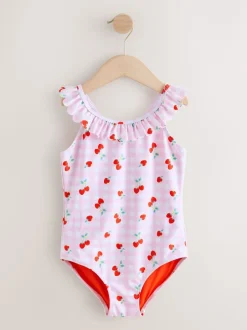 Badkleding*Next - Badpak met ruches (3 - 16 jr) Roze kersen geruit