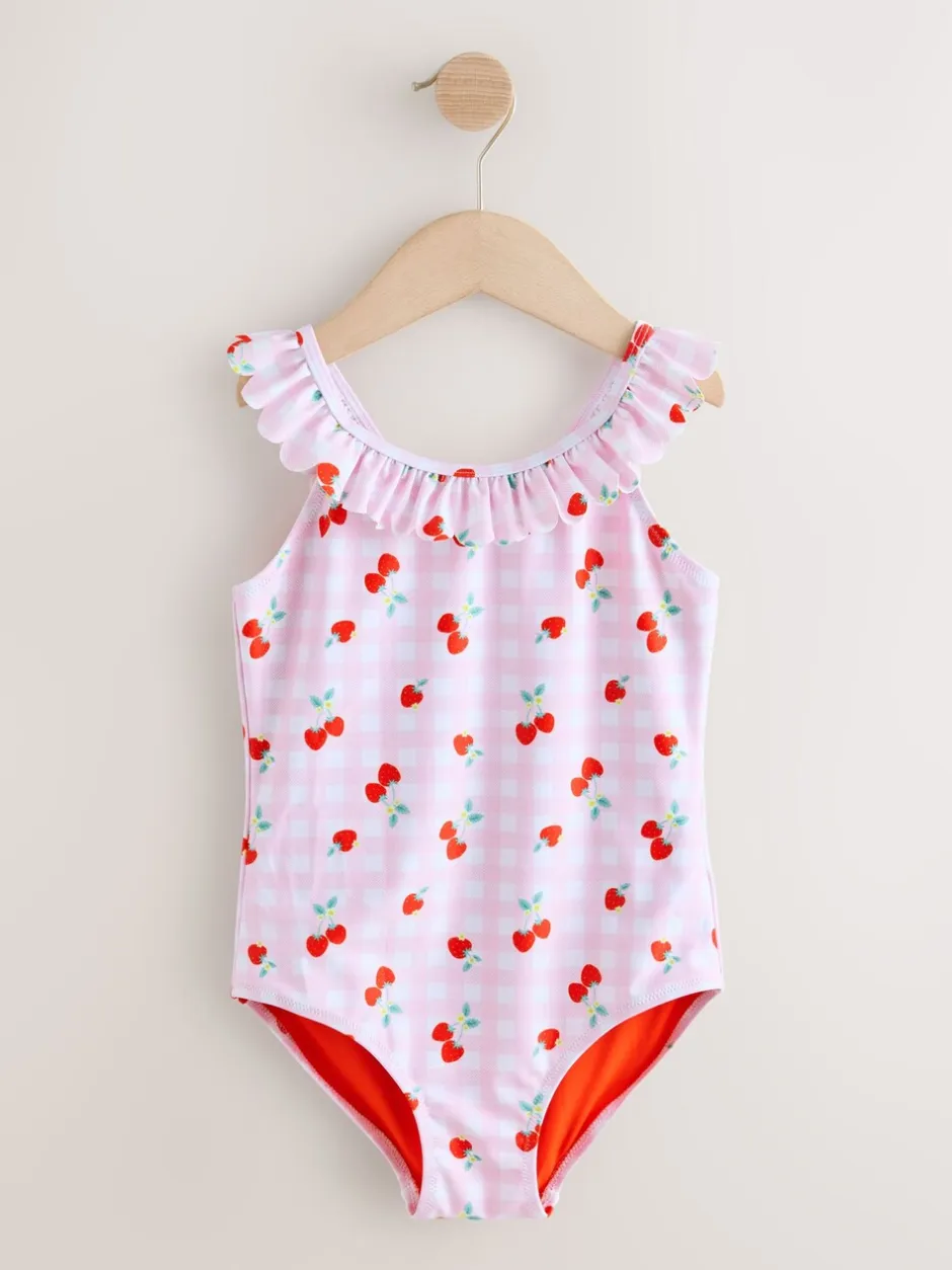 Badkleding*Next - Badpak met ruches (3 - 16 jr) Roze kersen geruit