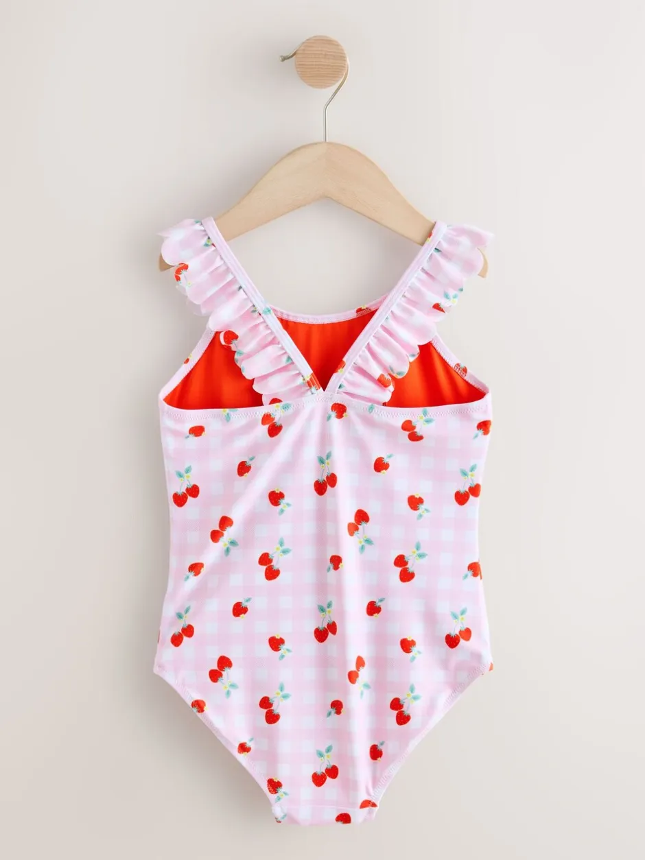 Badkleding*Next - Badpak met ruches (3 - 16 jr) Roze kersen geruit