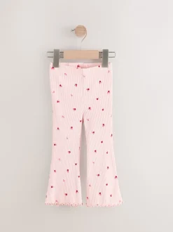 Broeken En Leggings*Next Roze kersenharten - Geribbelde flare legging (3 mnd-7 jr)
