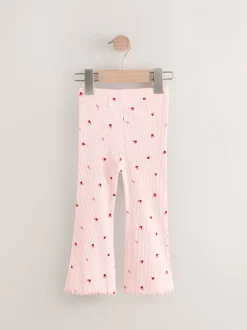 Broeken En Leggings*Next Roze kersenharten - Geribbelde flare legging (3 mnd-7 jr)