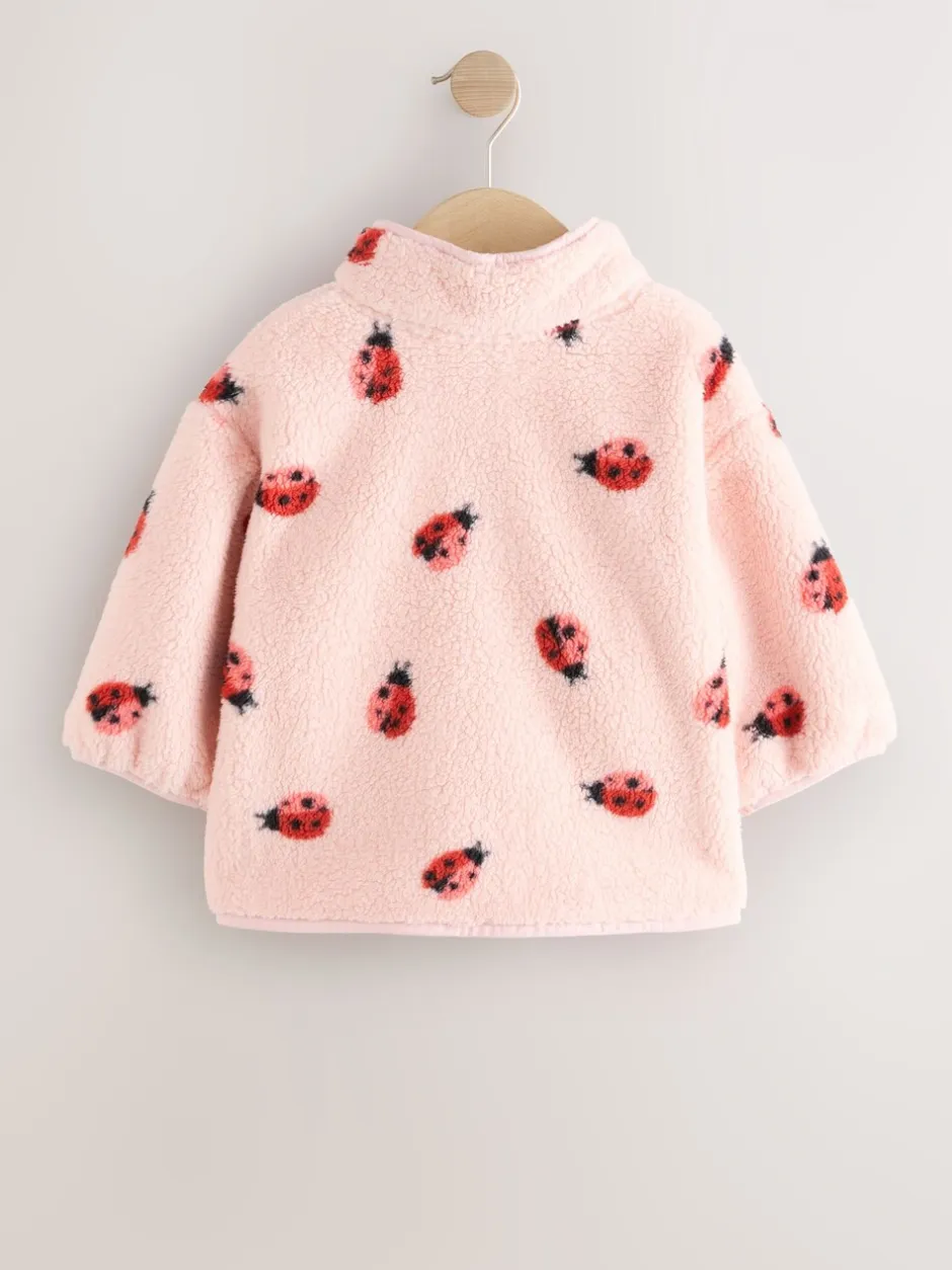 Truien En Breisels|Jassen, Jacks En Kinderwagenpakjes|Next - Half Popper Fleece (3mnd -7jr) Roze lieveheersbeestje