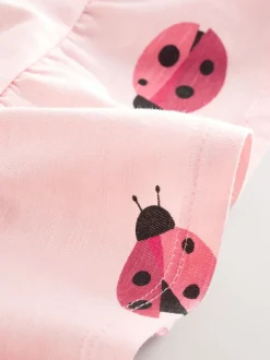 Tops|T-Shirts|Next Roze lieveheersbeestje - T-shirt met peplum en korte mouwen (3mnd -7jr)