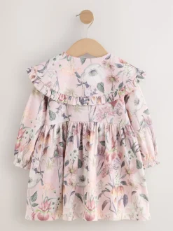 Jurken*Next - Jurk met lange mouwen en kraag (3mnd-7jr) Roze met bloemenprint