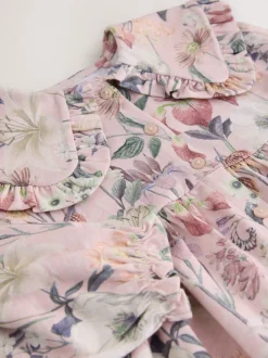 Jurken*Next - Jurk met lange mouwen en kraag (3mnd-7jr) Roze met bloemenprint
