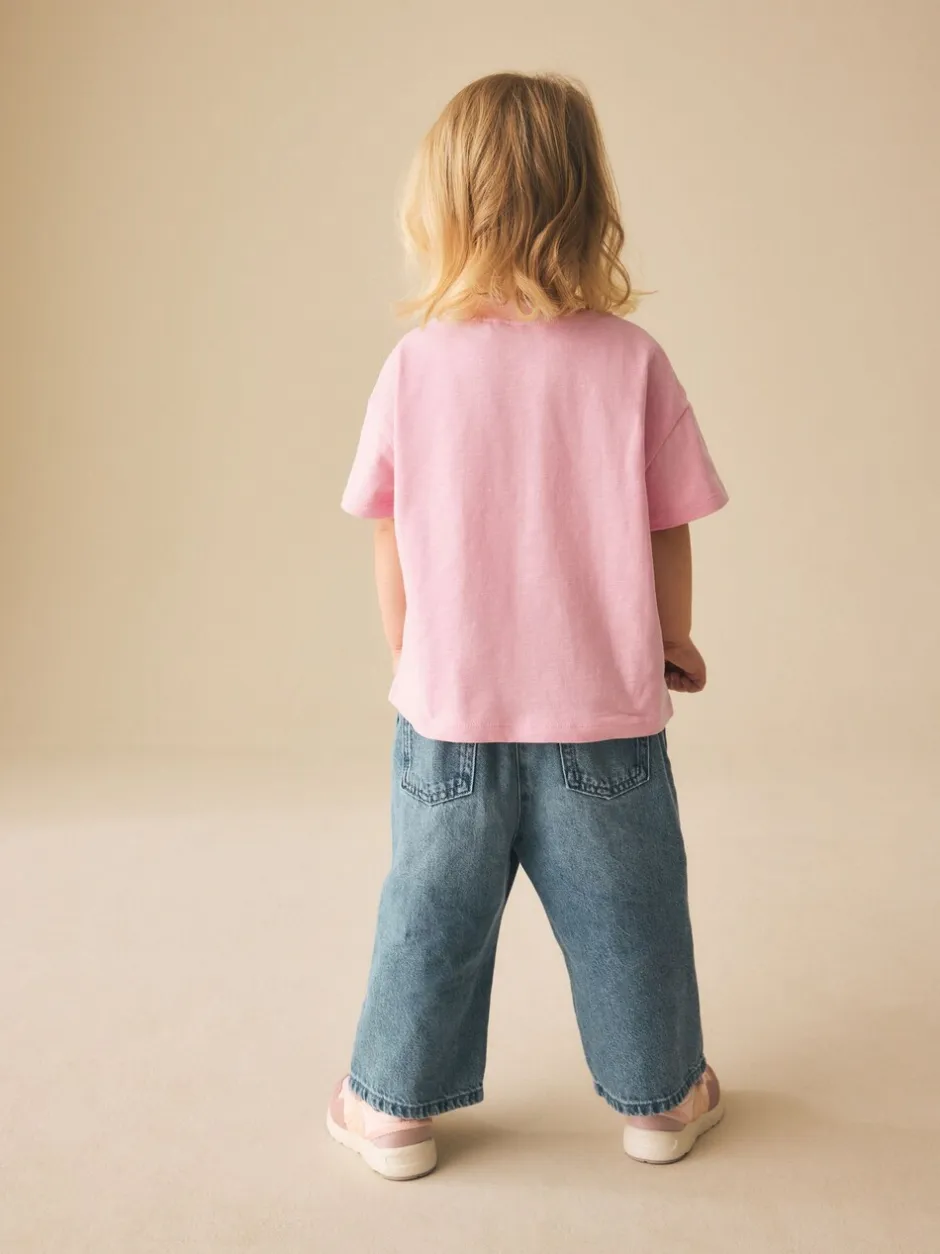 T-Shirts*Next - Short Sleeve Embroidered T-Shirt (3mths-7yrs) Roze met bloemenprint