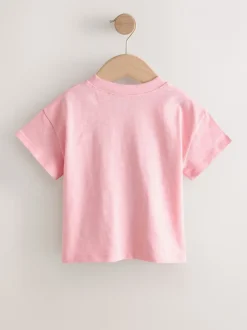 T-Shirts*Next - Short Sleeve Embroidered T-Shirt (3mths-7yrs) Roze met bloemenprint