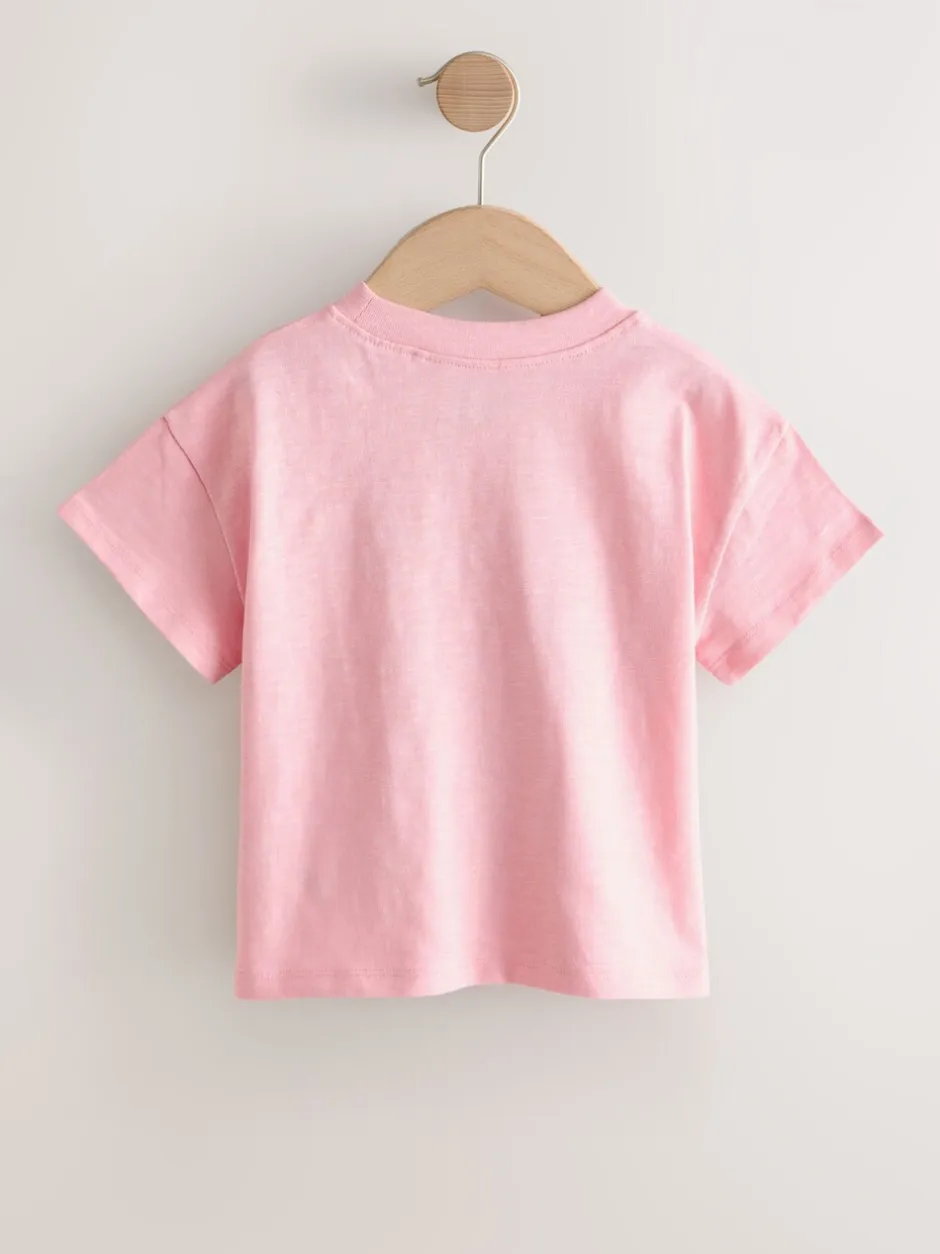 T-Shirts*Next - Short Sleeve Embroidered T-Shirt (3mths-7yrs) Roze met bloemenprint