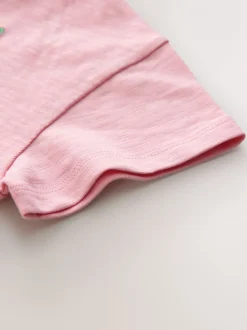 T-Shirts*Next - Short Sleeve Embroidered T-Shirt (3mths-7yrs) Roze met bloemenprint