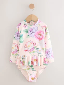 Badkleding|Badkleding|Next - Zonbeschermende zwemset (3 mnd-7 jr) Roze met bloemenprint