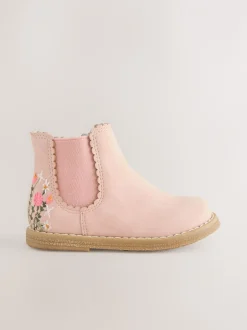 Boots|Next - Chelsea enkellaars Roze met borduursel