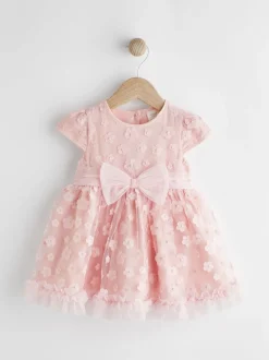 Gelegenheidskleding|Jurken|Next - Feestelijke babyjurk (0 mnd-2 jr) Roze met 3D-bloemen