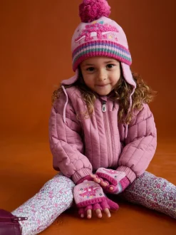 Mutsen, Handschoenen En Sjaals*Jojo Maman Bébé - - Fairisle-muts Roze met dinoprint