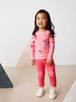 Tops*Next Roze met eenhoornprint - Geribbeld T-shirt met lange mouwen (3mnd-7jr)