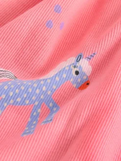 Jurken|Jurken|Next Roze met eenhoornprint - Geribbelde jurk met lange mouwen (3mnd-7jr)