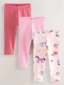Broeken En Leggings*Next - Verpakking van 3 leggings (3 mnd-7 jr) Roze met eenhoornprint