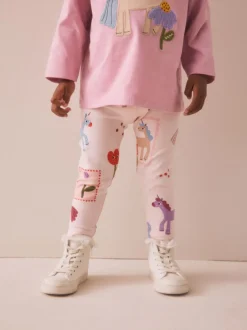 Broeken En Leggings*Next - Verpakking van 3 leggings (3 mnd-7 jr) Roze met eenhoornprint