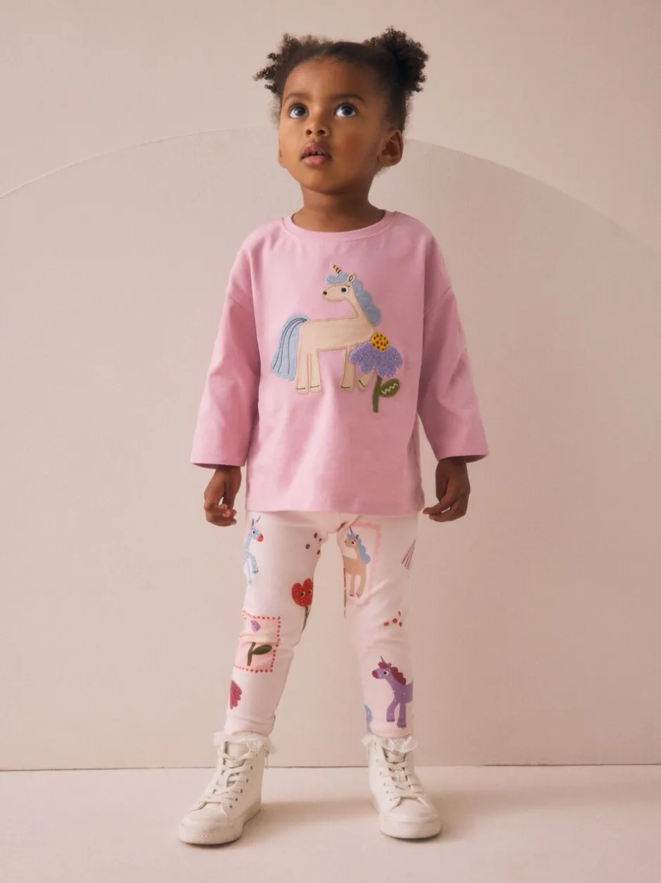 Broeken En Leggings*Next - Verpakking van 3 leggings (3 mnd-7 jr) Roze met eenhoornprint