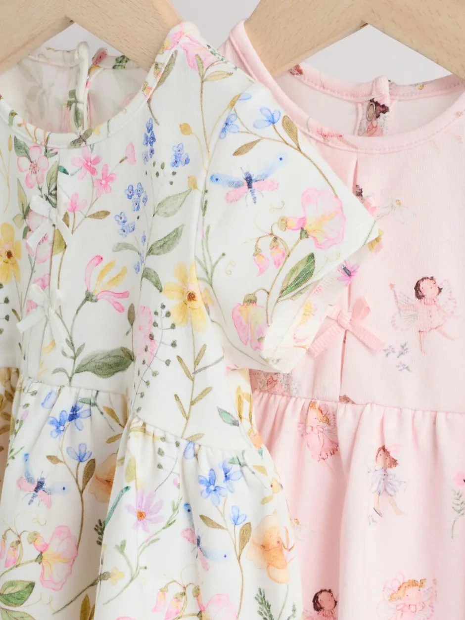Gelegenheidskleding|Jurken*Next - Baby Short Sleeve Dress 2 Pack (0mths-3yrs) Roze met elfjes