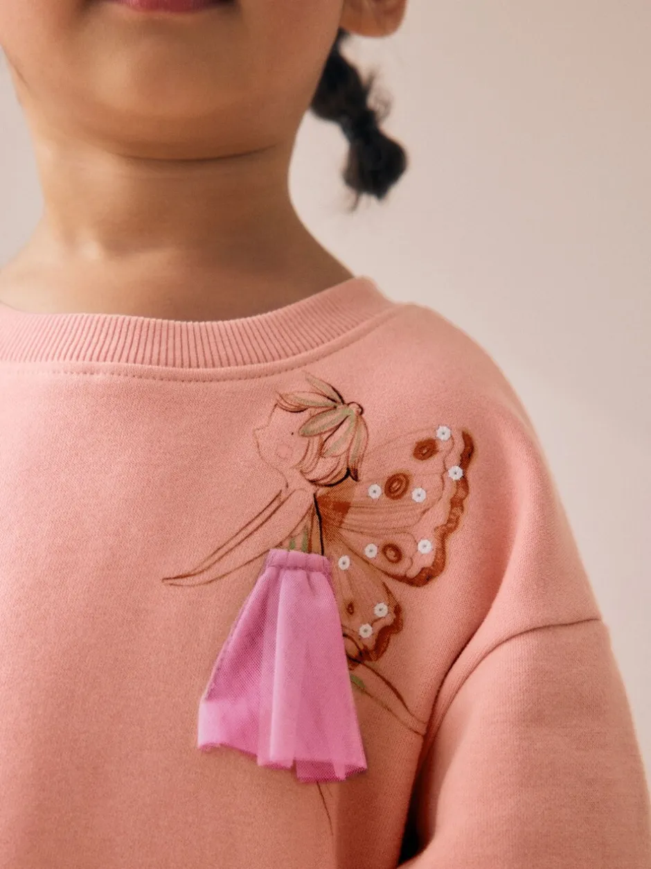 Gelegenheidskleding|Jurken*Next Roze met elfjes - Sweaterjurk met verlaagde taille (3mnd-7jr)