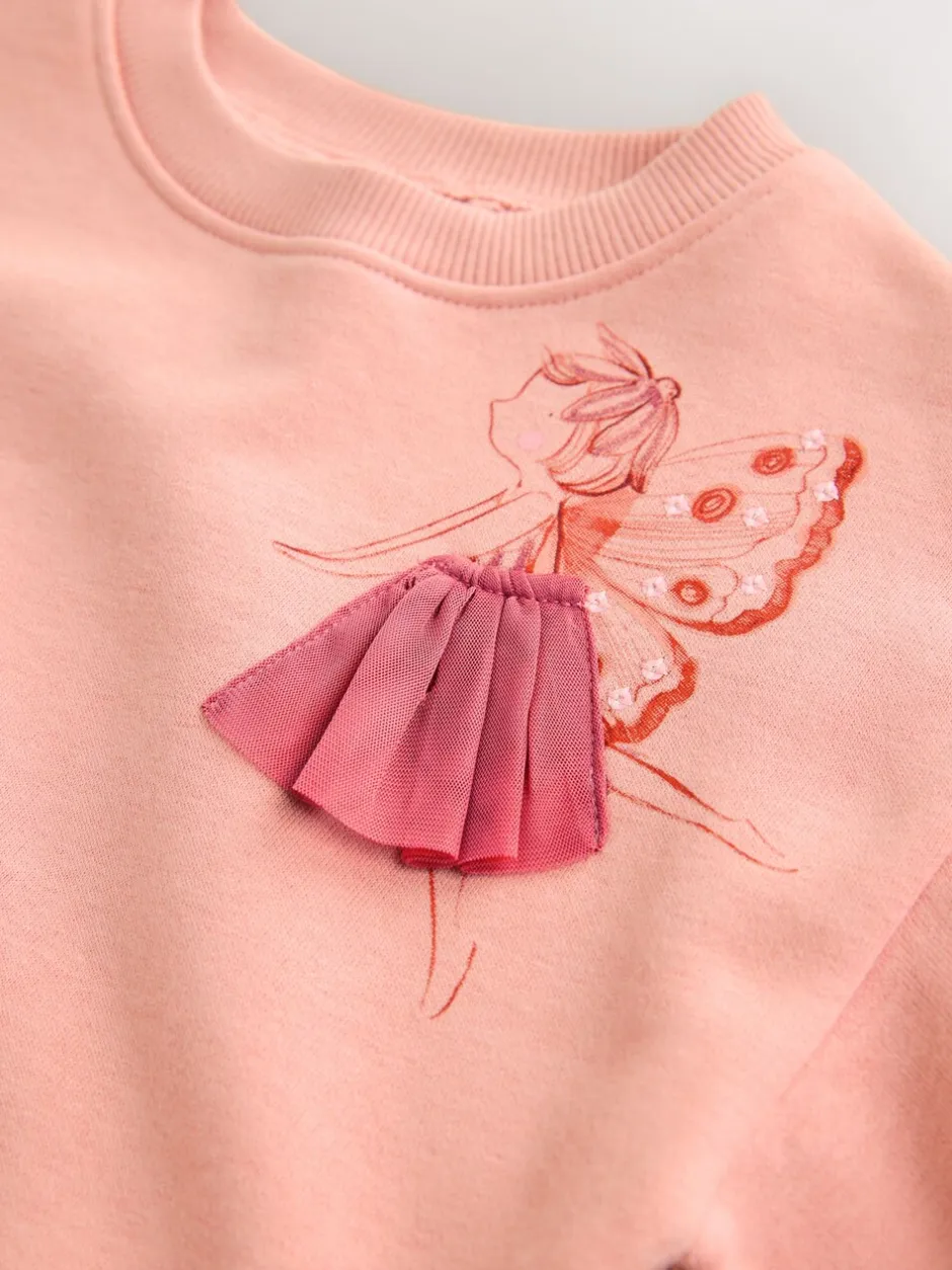 Gelegenheidskleding|Jurken*Next Roze met elfjes - Sweaterjurk met verlaagde taille (3mnd-7jr)