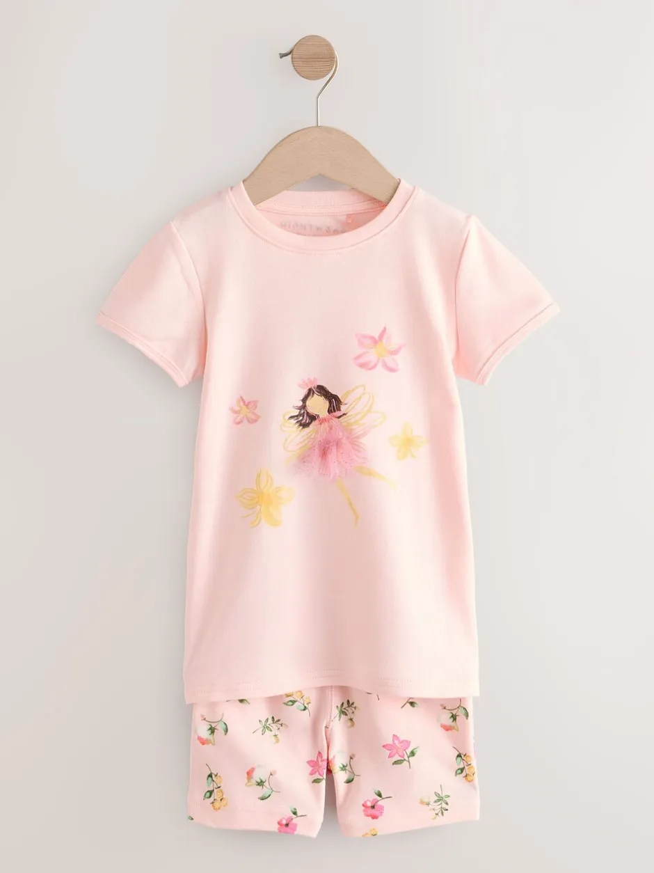 Nachtkleding En Pyjama's|Pyjama's|Next - Verpakking van 3 korte pyjama's (9mnd -10jr) Roze met elfjes